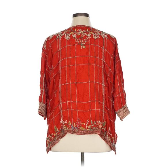 Johnny Was Sienna Shirt Top XL Cayenne Heavily Embroidered Side Slits Relaxed - Picture 3 of 8